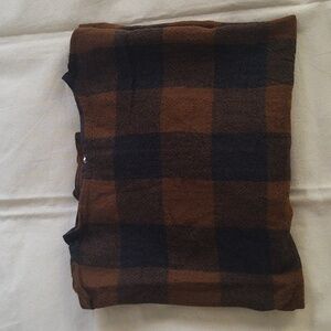 Ichi Wool Gauze Check Pullover in camel